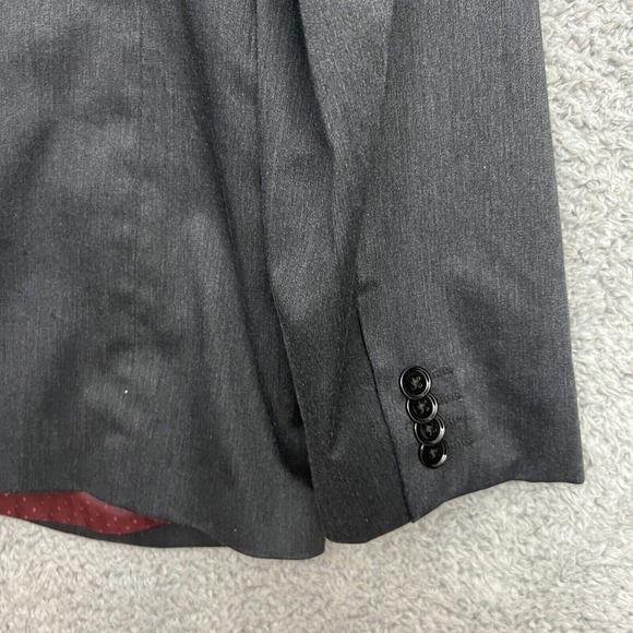 Express Blazer Mens 42R Gray Excellent Slim Fit Two Button Notched Suit Jacket - Picture 9 of 15